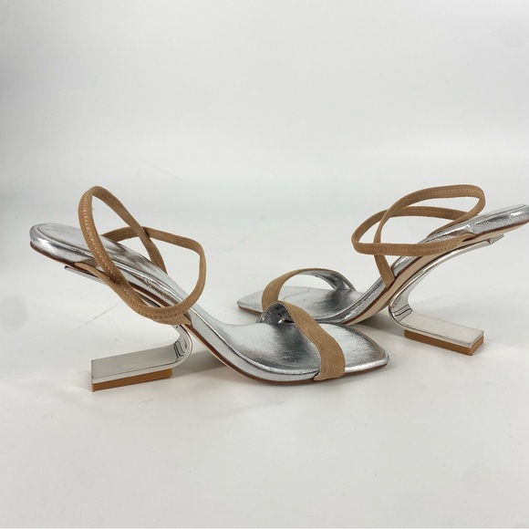 Jeffery Campbell Geometric Sandal Silver and Tan - Picture 6 of 7